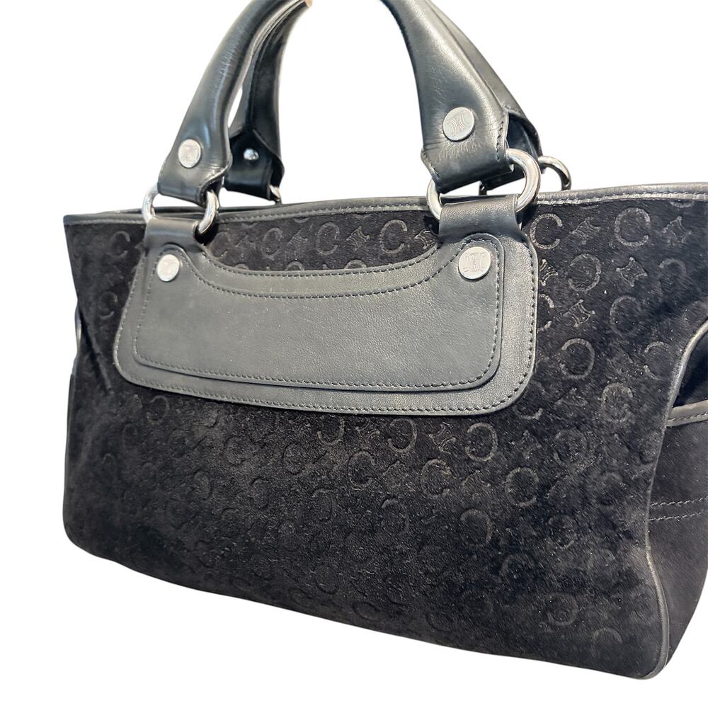 Céline Boogie Bag — Black C Macadam Monogram Suede-Silver Hardware Made in Italy - Picture 4 of 12